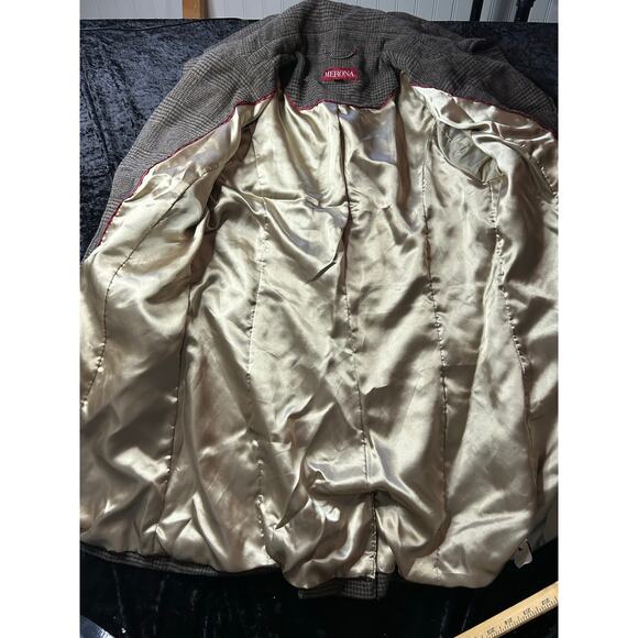 Merona Brown Tweed Blazer Jacket with Elbow Patches Satin Lined Academia Large - Picture 10 of 10